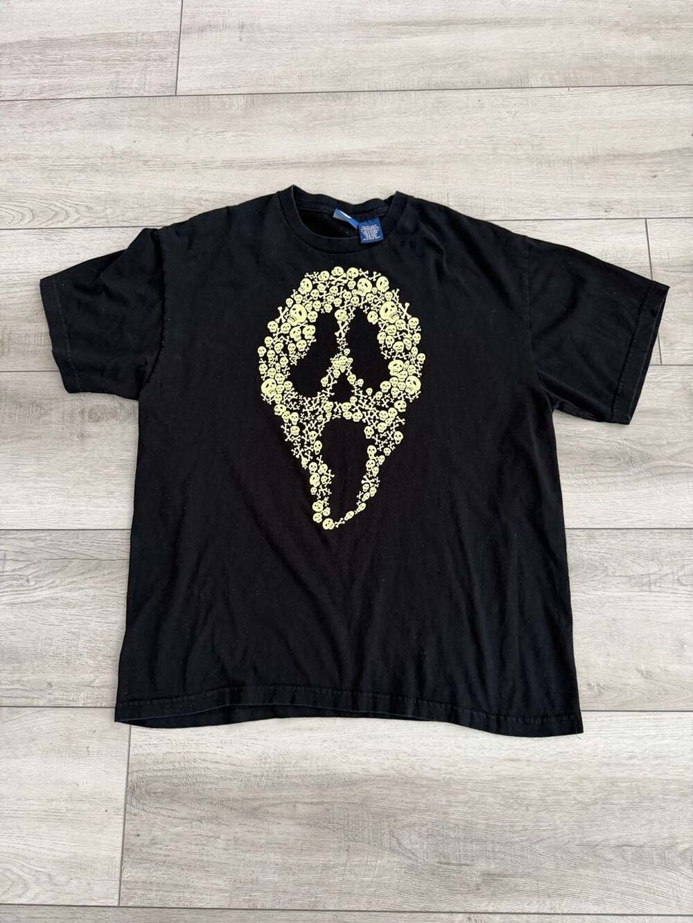 Y2K Vintage Scream Ghostface Skull Crossbones Graphic T-Shirt Size XL Black